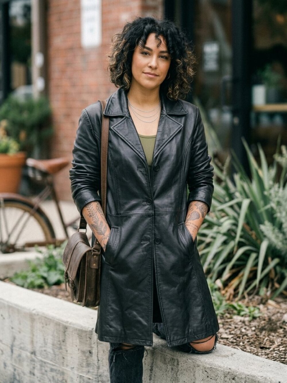 Vintage Gallery Woman Black Genuine Leather Car Coat Jacket - 1X